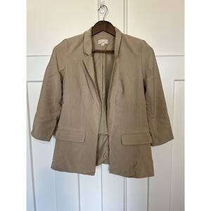 LOFT Women's Blazer Tan Khaki Size 2 Open Front Business Casual